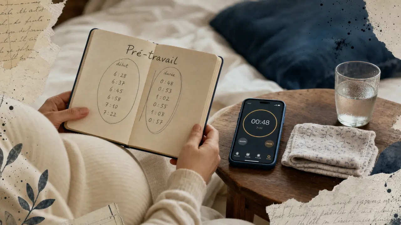 Contraction toute les 10 minutes : pré-travail noté au carnet et minuterie