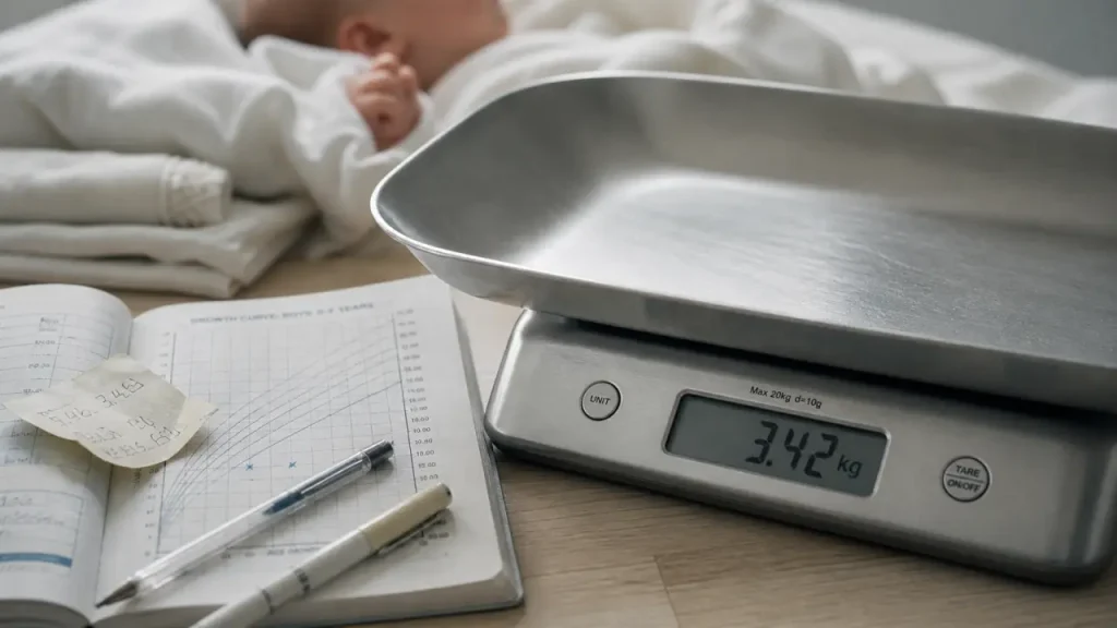 bebe 1 mois poids : balance bébé et carnet de santé