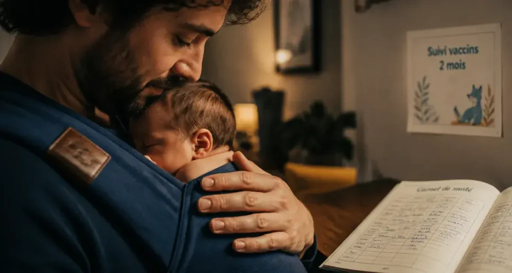 Bébé pleure beaucoup après vaccin 2 mois, peau à peau rassurant