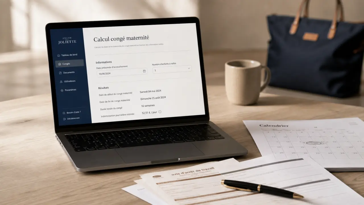 Calculer le congé maternité : 16 à 46 semaines, application sur ordinateur