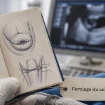 Cerclage grossesse : schéma du col et suture