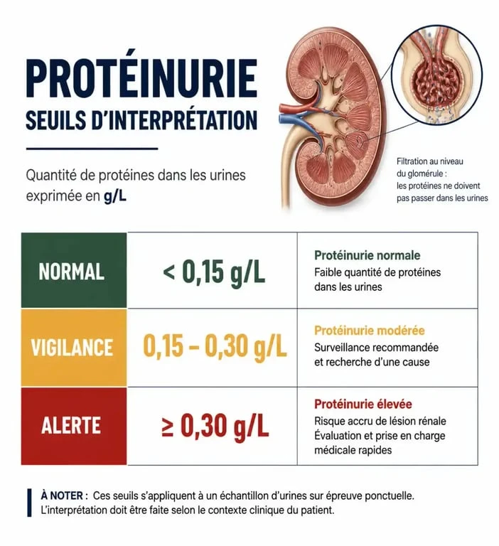 Tableau des seuils de protéine dans les urines pendant la grossesse
