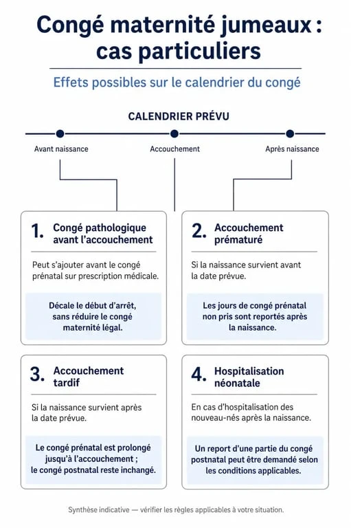 Congé maternité jumeaux : cas particuliers de report, prématurité et hospitalisation