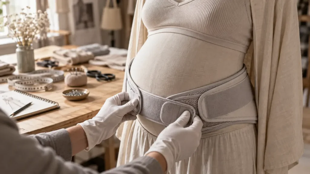 Ceinture de grossesse souple ajustée sous le ventre, soutien confortable