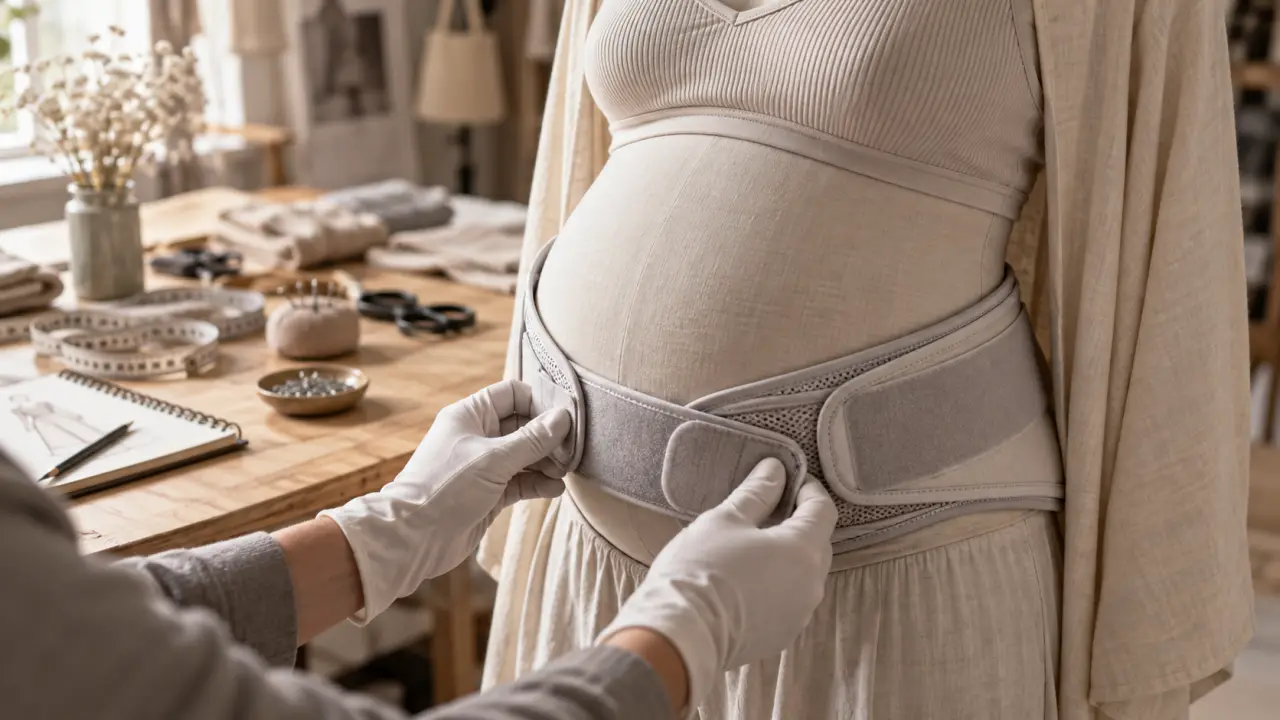 Ceinture de grossesse souple ajustée sous le ventre, soutien confortable