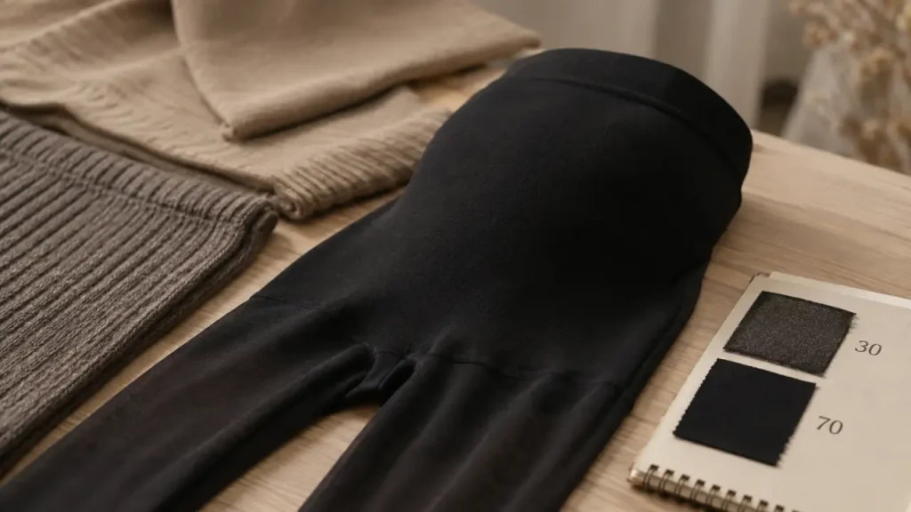 Collant grossesse noir 70 deniers avec bandeau ventre sans pression