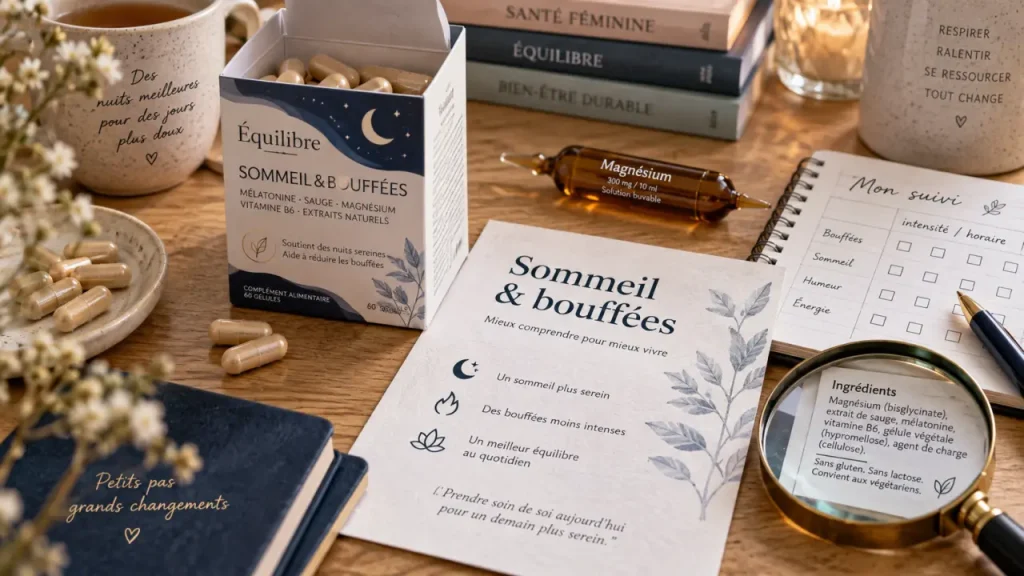 Complément alimentaire pour la ménopause : fiche sommeil et magnésium, gélules