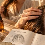 Cure cheveux post partum : application sérum sur le cuir chevelu