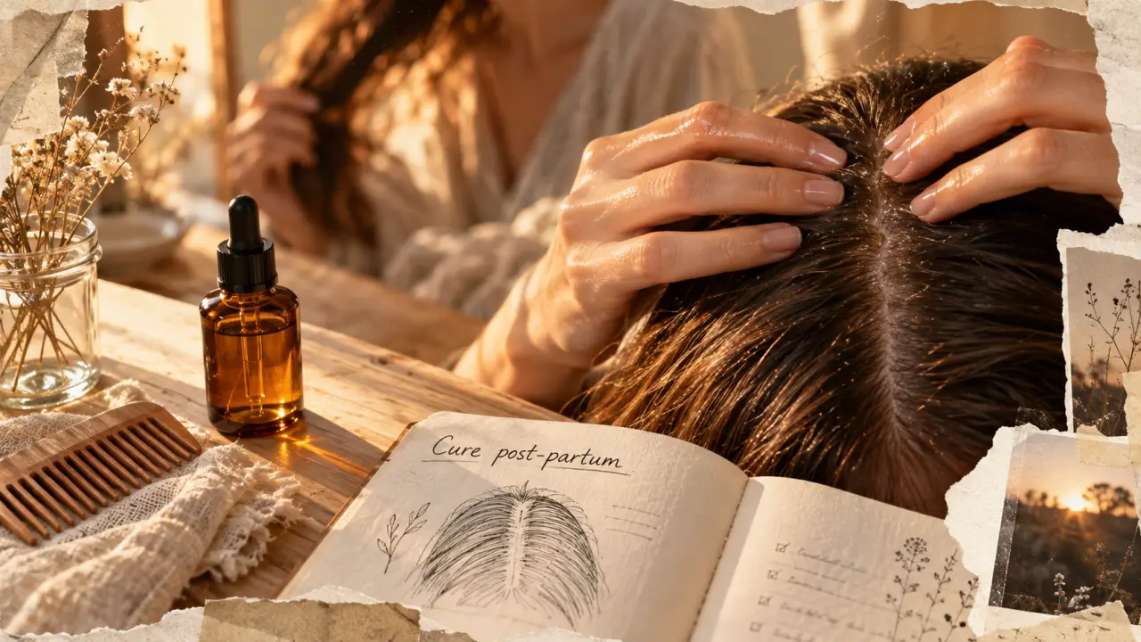 Cure cheveux post partum : application sérum sur le cuir chevelu