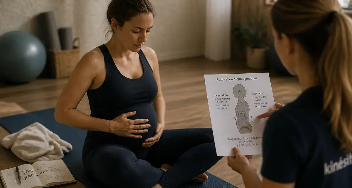 Gainage post partum : maman assise, respiration et périnée