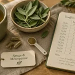 Sauge ménopause : tasse, sauge et suivi des bouffées, sueurs et sommeil après 8 semaines
